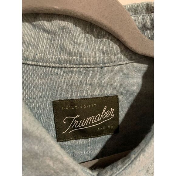 Blue Button Down Shirt-TRUMAKER Custom Cotton Long Sleeve EUC Large - Picture 3 of 6